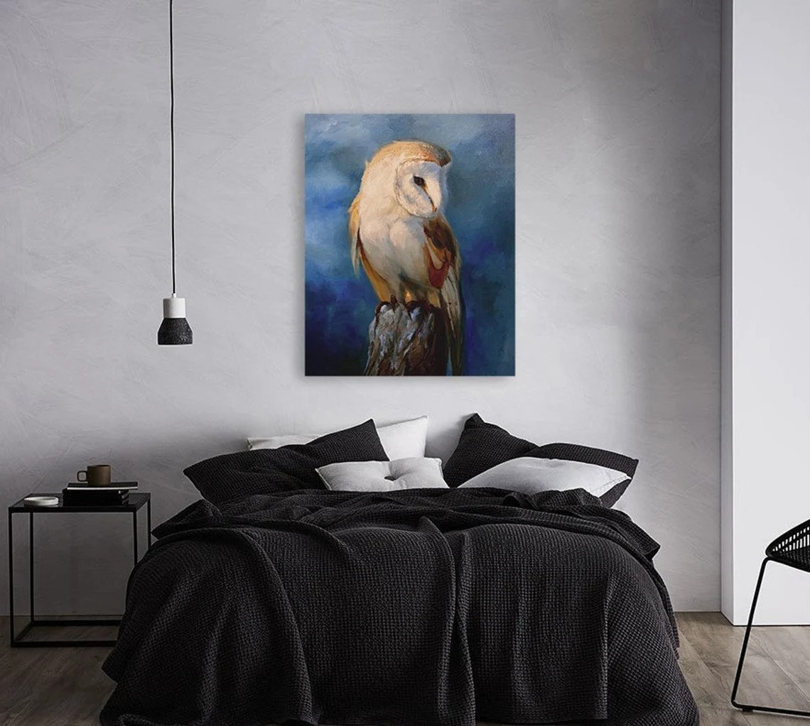 "Barn Owl" - Owl - Wildlife Artwork Sample on Wall