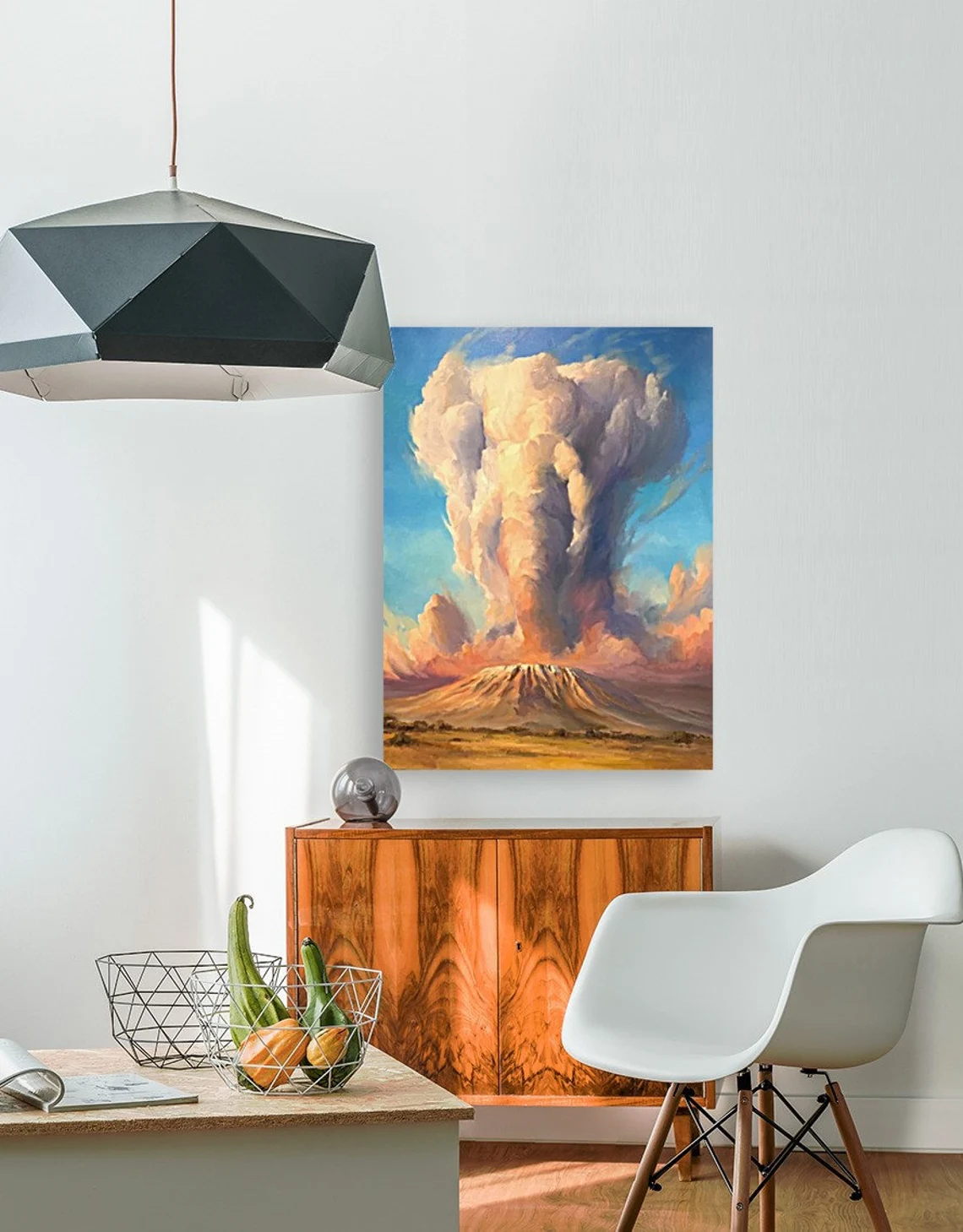 "Elephant Cloud" - Elephant - Wildlife Cloud Series Artwork Sample on Wall