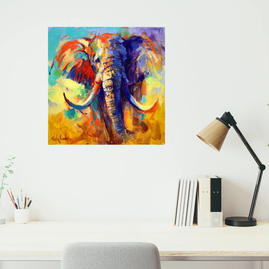 "Eternal Journey" - Elephant - Wildlife Artwork Sample on Wall