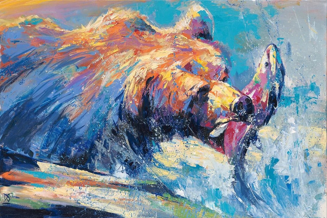 "Fishing" - Grizzly Bear - Wildlife Artwork