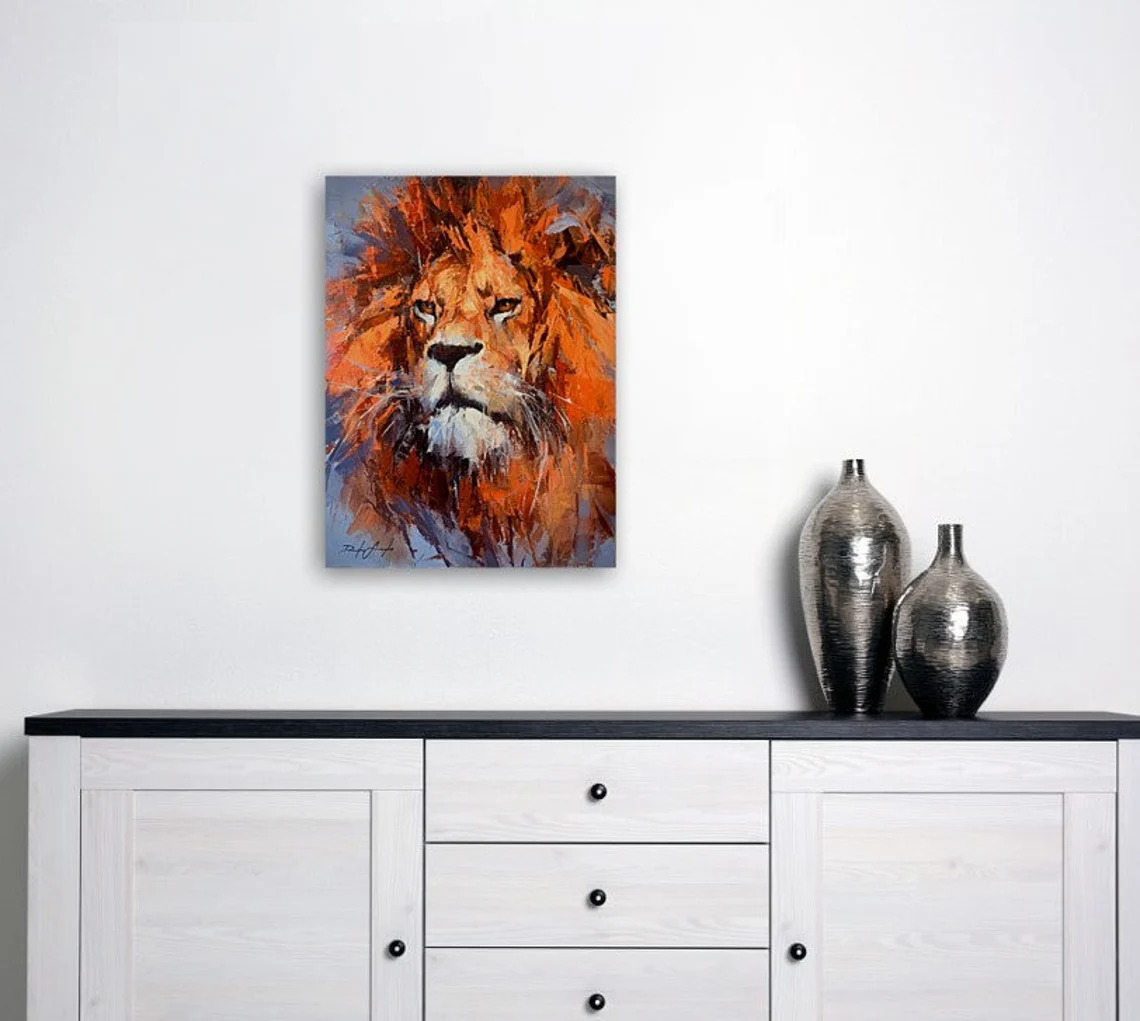 "Moments of Pride" - Lion - Wildlife Artwork Sample on Wall