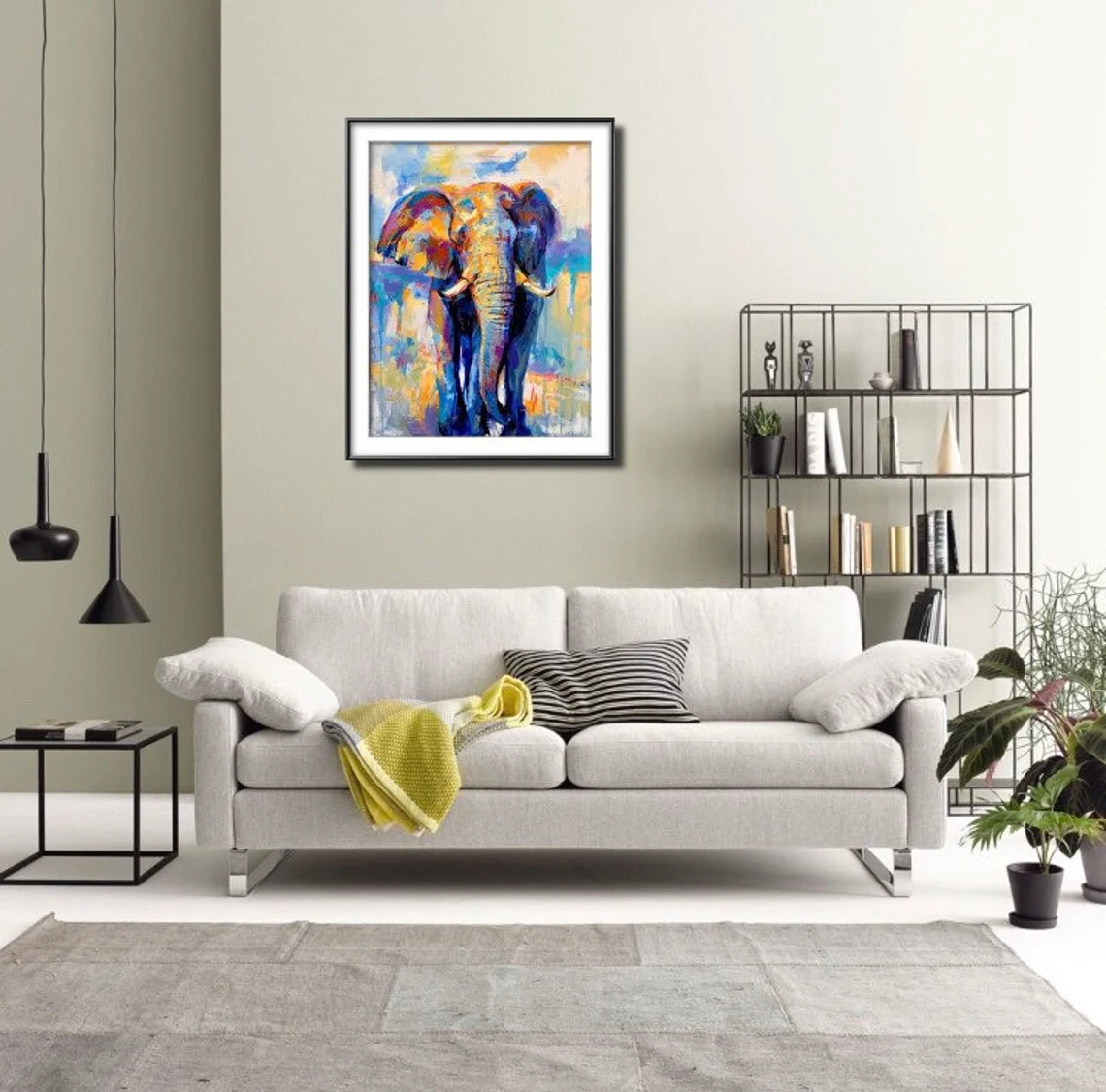 "Morning Walk" - Elephant - Wildlife Artwork Sample on Wall