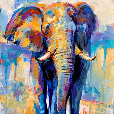 "Morning Walk" - Elephant - Wildlife Artwork