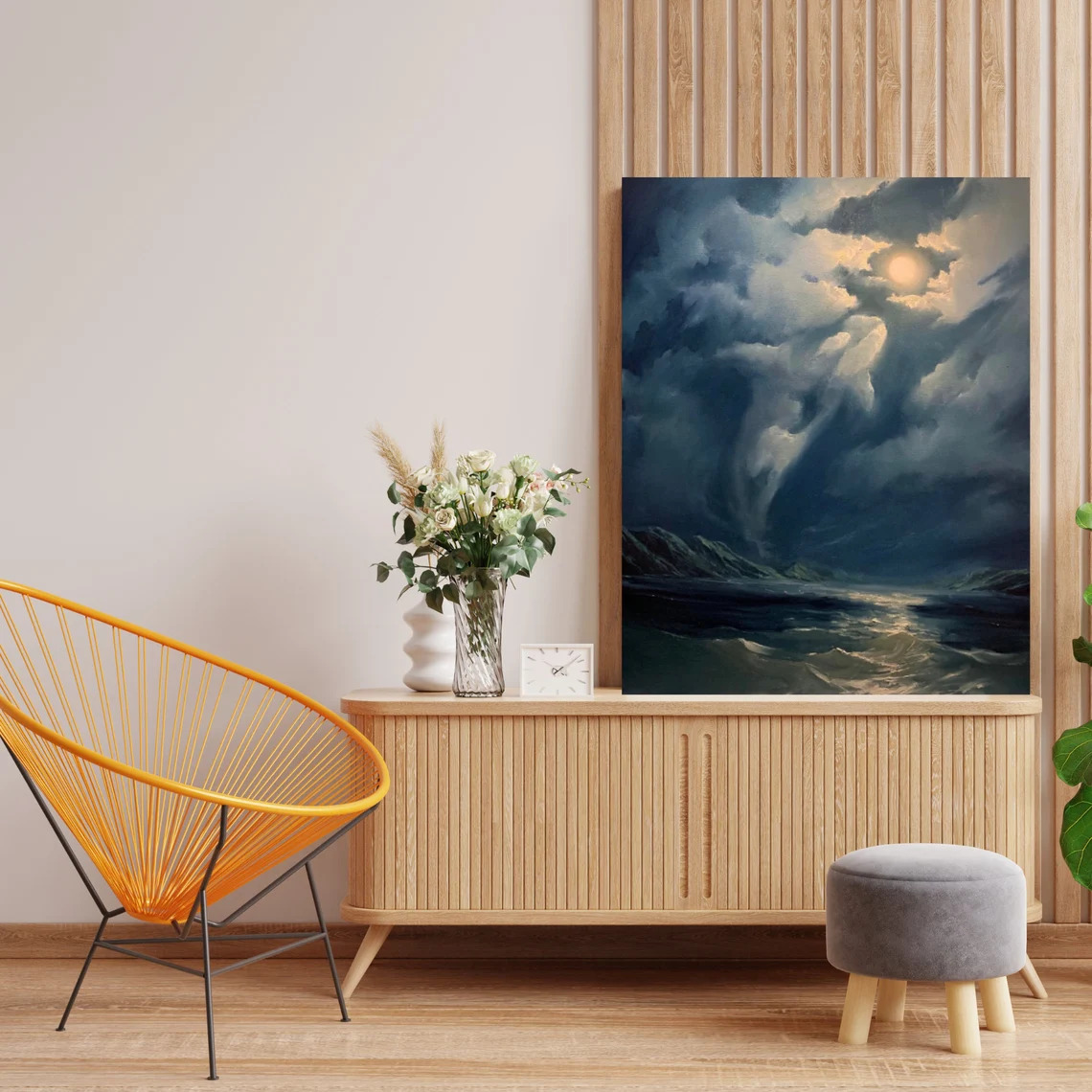 "Reaching for the Moon" - Orca - Wildlife Cloud Series Artwork Sample on Wall