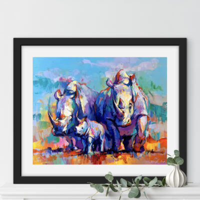 Rhino Family ART PRINT