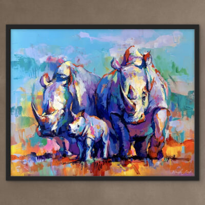 Rhino Family ORIGINAL PAINTING