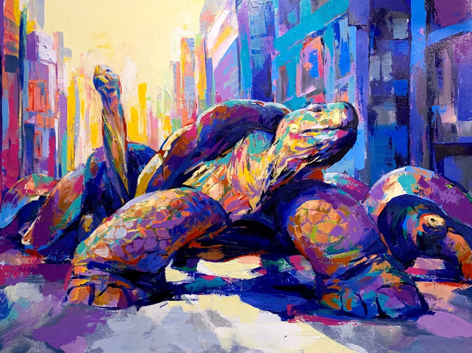 "Rush Hour" - Tortoise / Turtle - Wildlife Concrete Jungle Series Artwork
