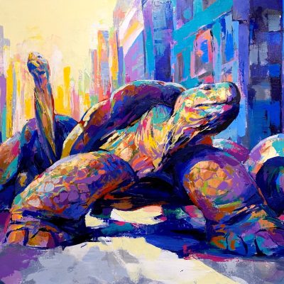 "Rush Hour" - Tortoise / Turtle - Wildlife Concrete Jungle Series Artwork