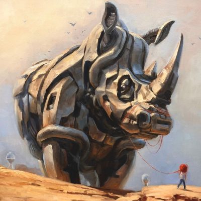 "The Following" - Rhinoceros - Surrealism Wildlife Artwork