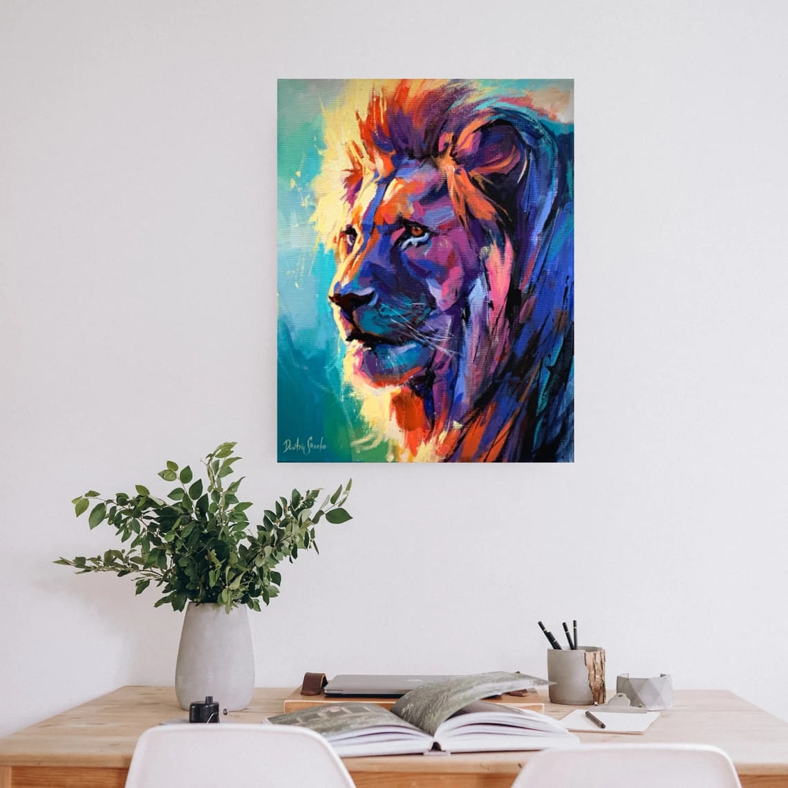 "The King" - Lion - Wildlife Artwork Sample on Wall