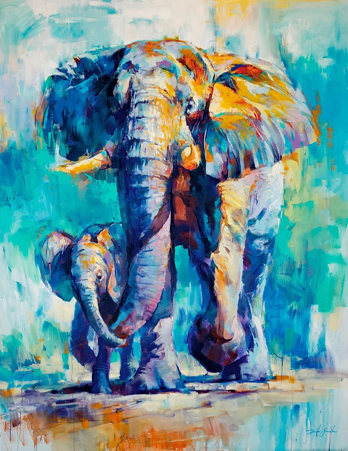 "Together" - Elephant - Wildlife Artwork