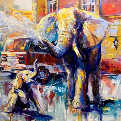 "Training Day" - Elephants - Wildlife Concrete Jungle Series Artwork