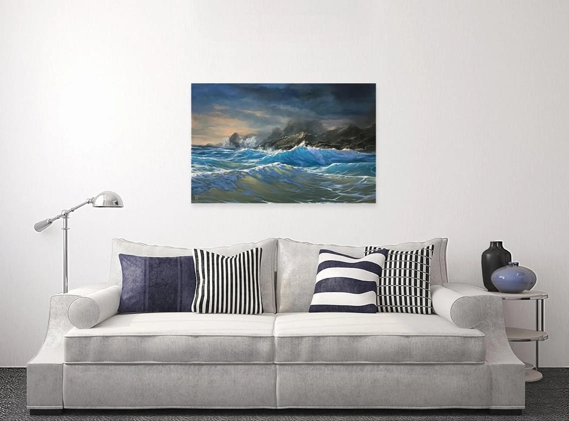 "Brothers" - Seascapes - Original Painting Sample on Wall