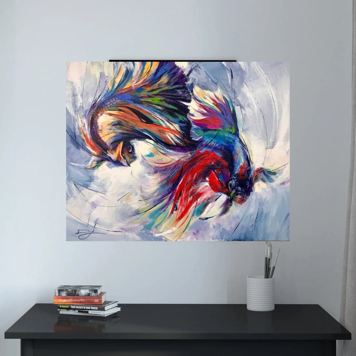 "Dance of a Lifetime" - Wildlife - Original Painting Sample on Wall
