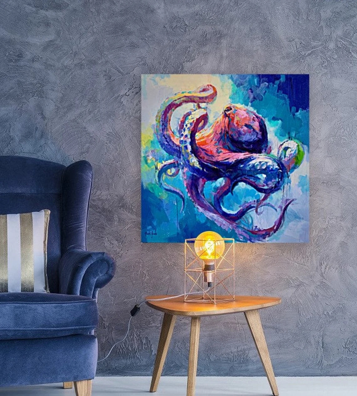 "Dancing Carousel" - Octopus - Wildlife Artwork Sample on Wall