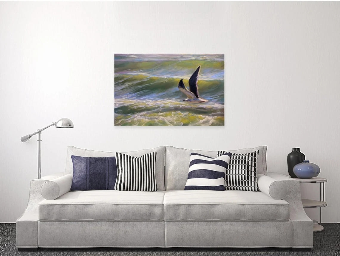 "Freedom 2" - Seascapes / Wildlife - Original Painting Sample on Wall