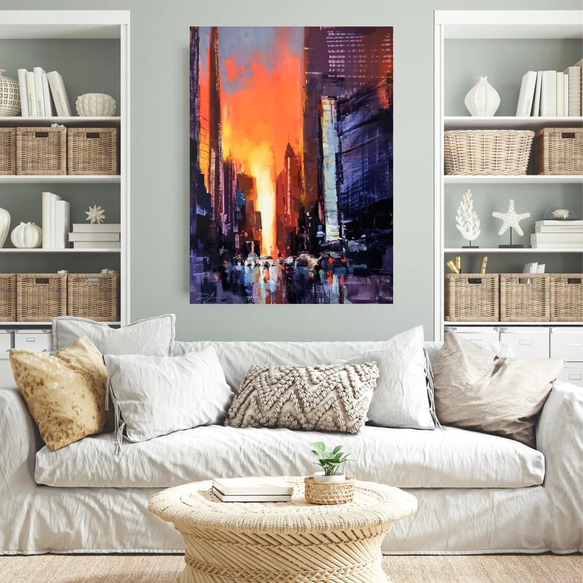 "Golden Gateway" - Cityscapes - Original Painting Sample on Wall