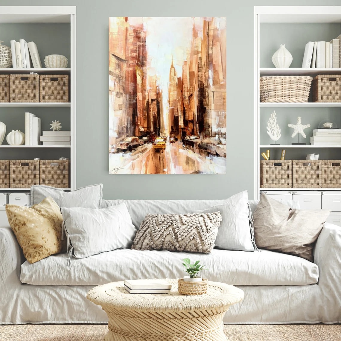 "In Pursuit Of Clarity" - Cityscapes - Original Painting Sample on Wall