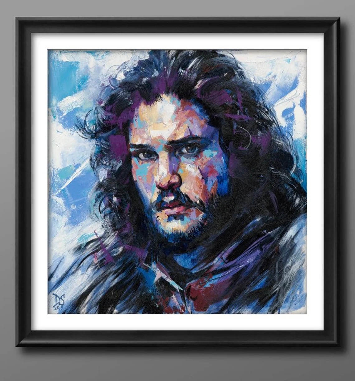 "Jon Snow 2" - Game of Thrones Portraits Artwork Sample on Wall