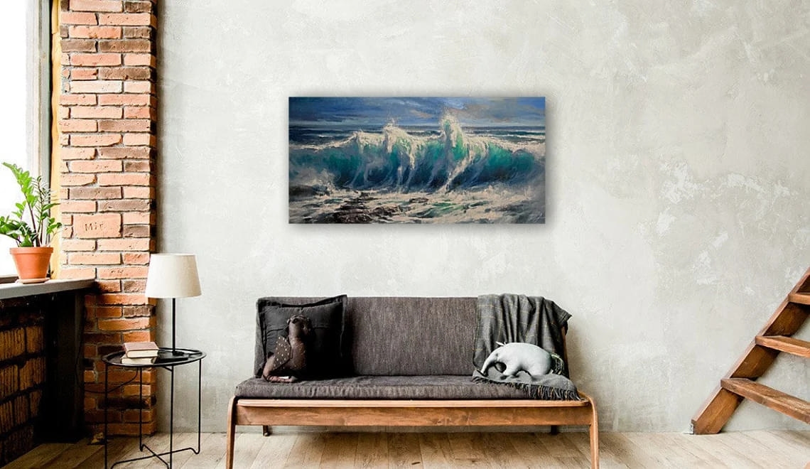 "Poseidon’s Messengers" - Seascapes - Original Painting Sample on Wall