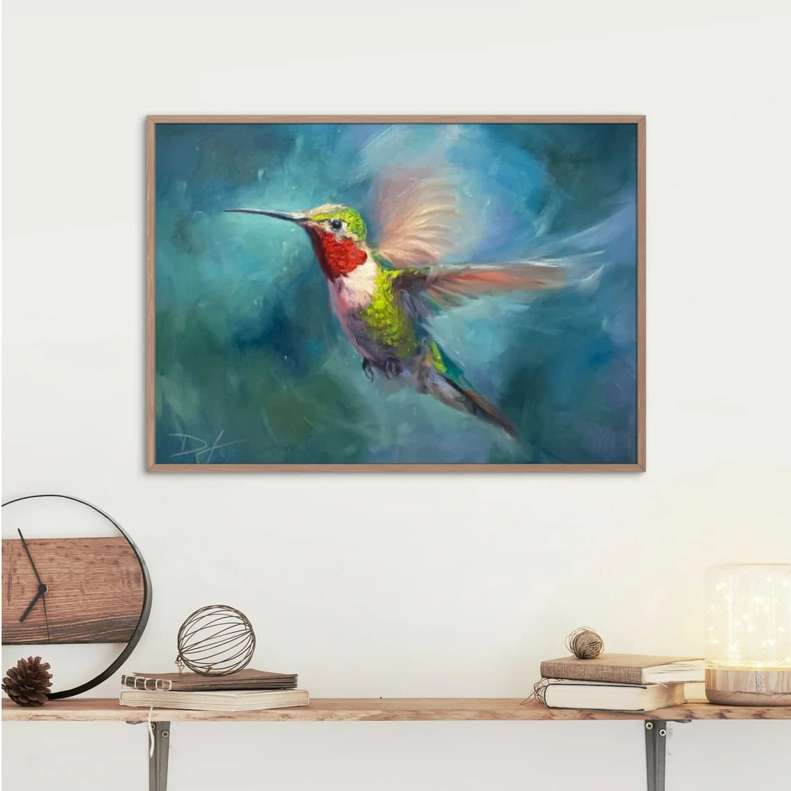 "Red Neck" - Hummingbird - Wildlife Artwork Sample on Wall