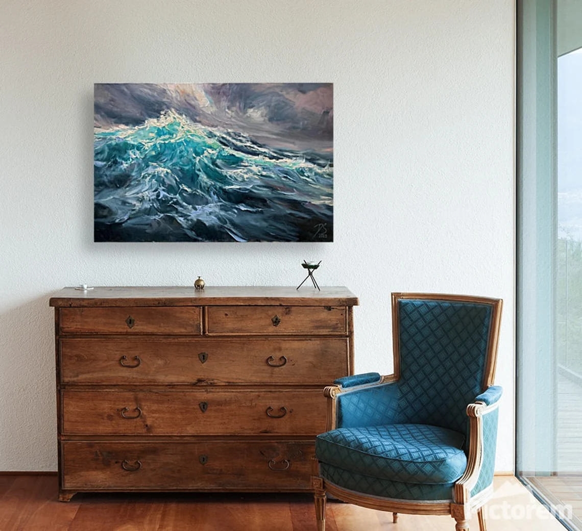"The Concurrence" - Seascape - Original Painting Sample on Wall