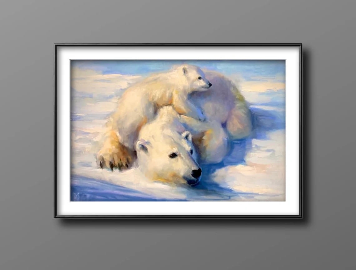"The Moment" - Polar Bear - Wildlife Artwork Sample on Wall