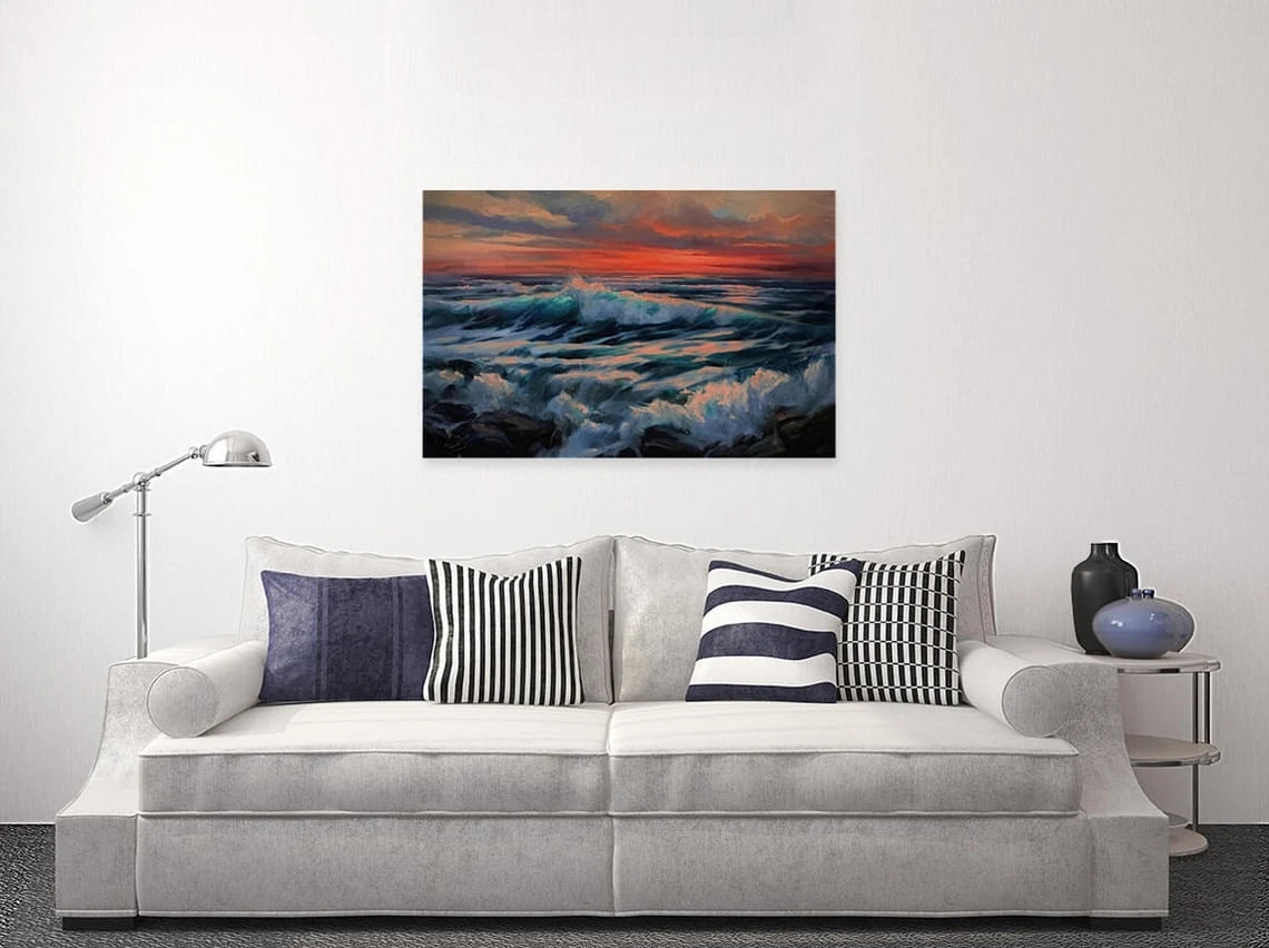 "Twilight Turmoil" - Seascapes - Original Painting Sample on Wall
