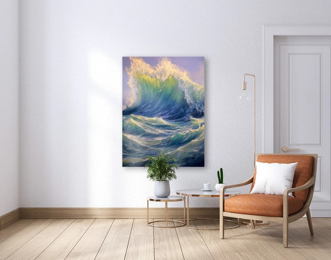 "Wave 2" - Seascape Artwork Sample on Wall