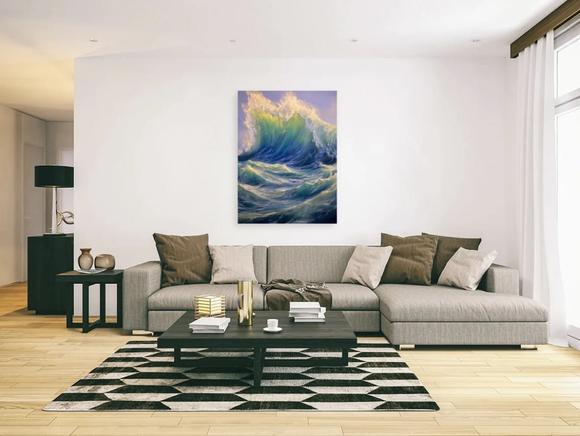 "Wave 2" - Seascapes - Original Painting Sample on Wall
