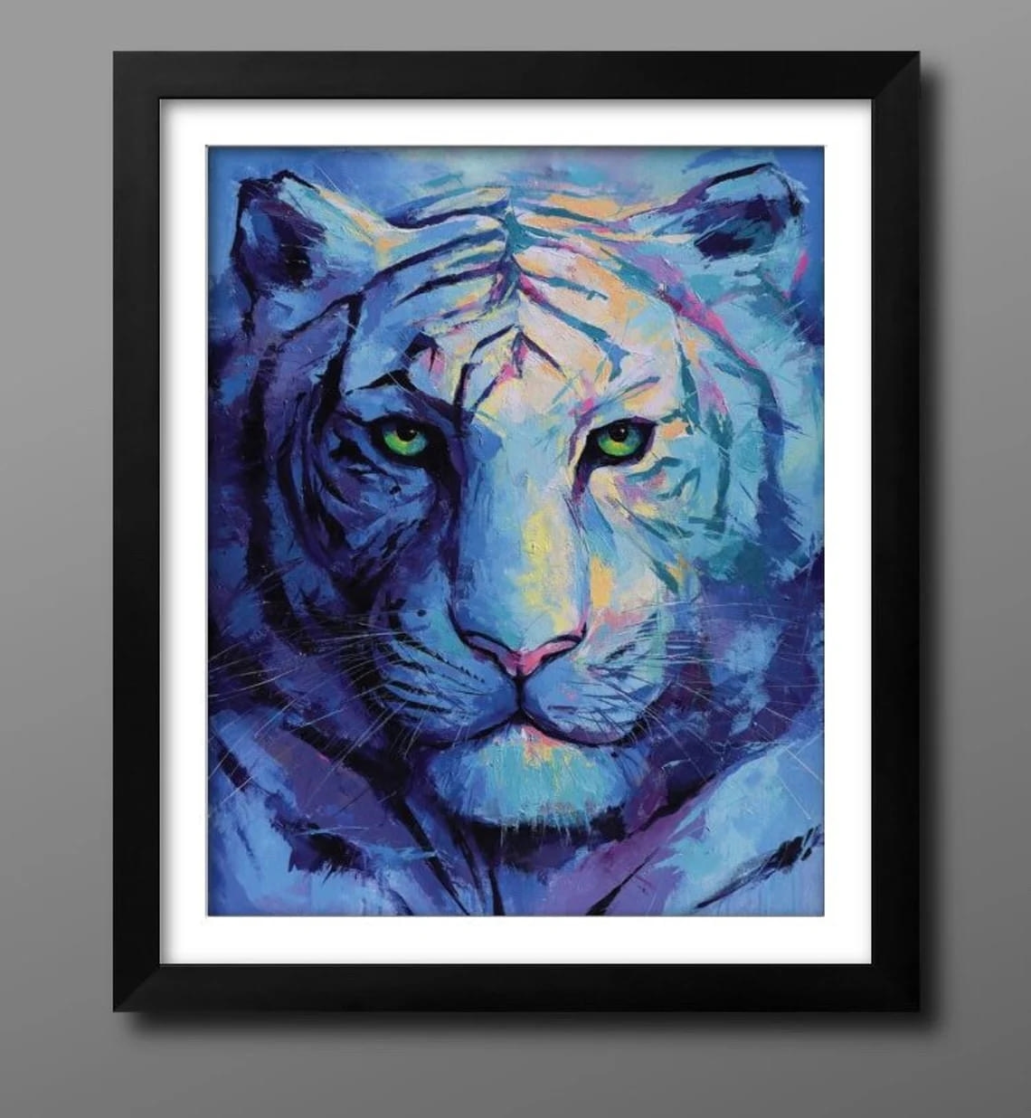"White Tiger" - Tiger - Wildlife Artwork Sample on Wall