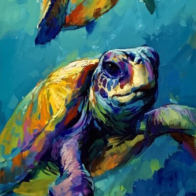 "The Companion" - Sea Turtles - Wildlife Artwork - Original Painting