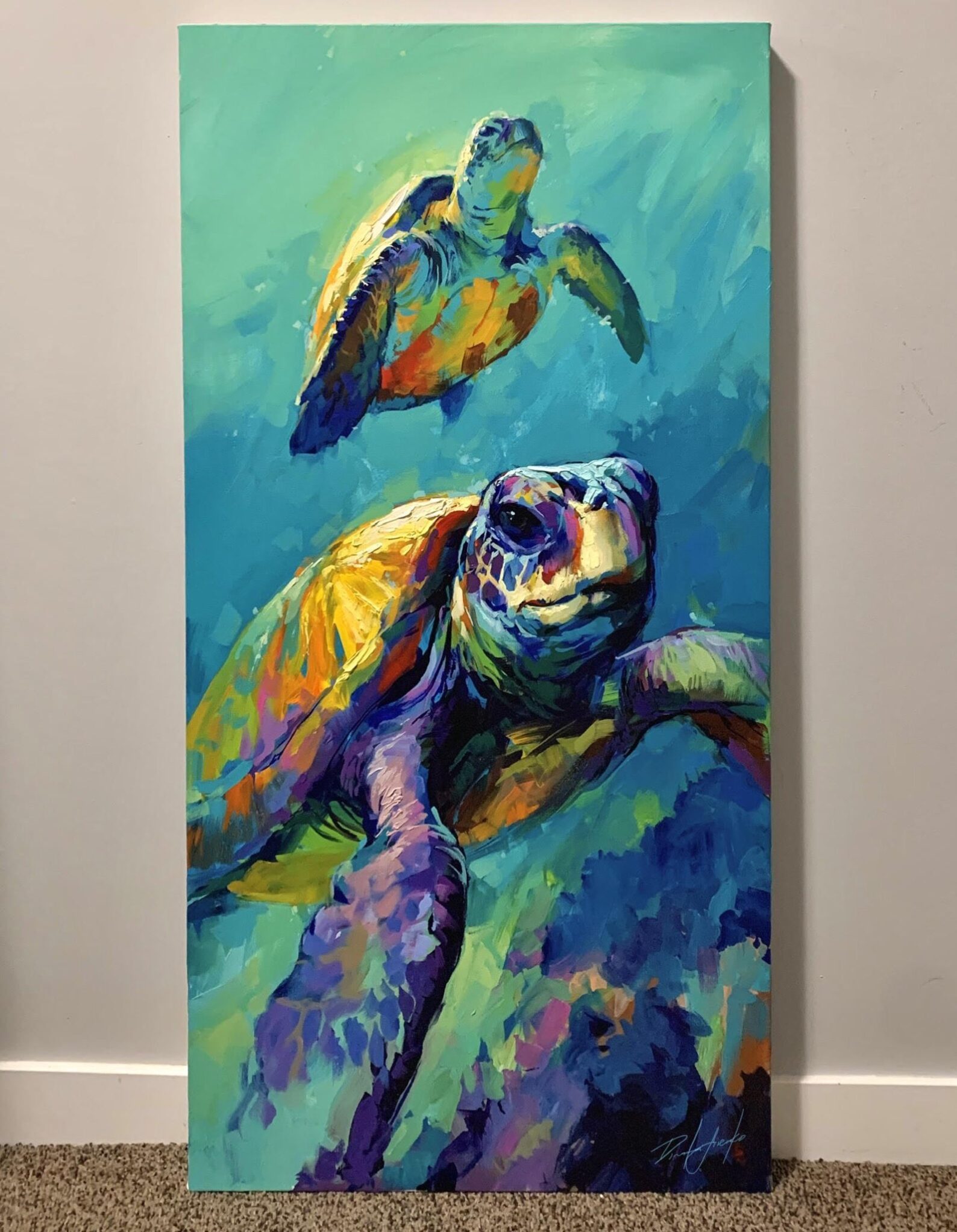 "The Companion" - Sea Turtles - Wildlife Artwork - Original Painting