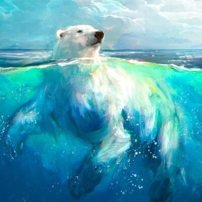 "Swimming" - Polar Bear - Wildlife Artwork